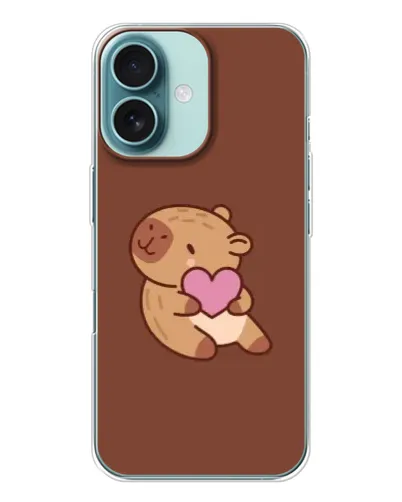 Чохол для iPhone 16 з картинкою «Капібара з серцем»