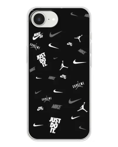 Чохол для iPhone 16e з картинкою «Nike Black Pattern»