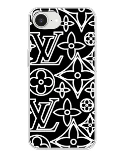Чохол для iPhone 16e з картинкою «Чорно-білий візерунок LV»