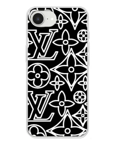 Чохол для iPhone 16e з картинкою «Чорно-білий візерунок LV»