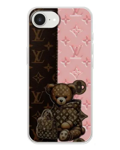 Чохол для iPhone 16e з картинкою «Ведмедик у стилі LV»