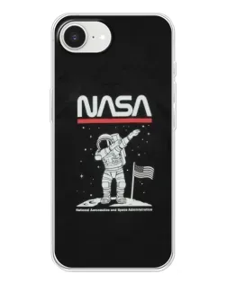 Чохол для iPhone 16e з картинкою «NASA — крокуємо по Місяцю»