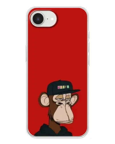 Чохол для iPhone 16e з картинкою «Bored Ape — червоний фон»