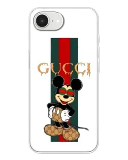 Чохол для iPhone 16e з картинкою «Міккі Маус Gucci — смуги»