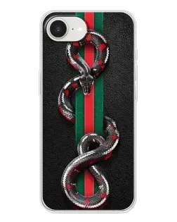 Чехол для iPhone 16e с картинкой «Gucci — змея на полосе»