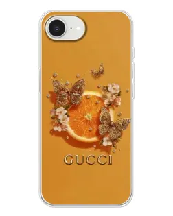 Чехол для iPhone 16e с картинкой «Gucci — золотые бабочки»