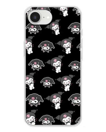 Чохол для iPhone 16e з картинкою «Чорний паттерн Kuromi»