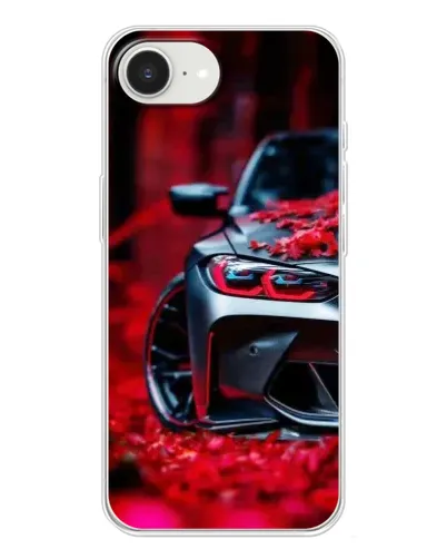 Чохол для iPhone 16e з картинкою «Спортивна BMW та квіти»