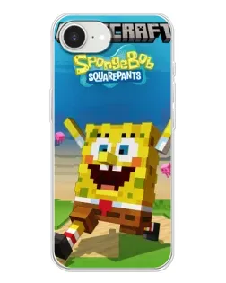 Чехол для iPhone 16e с картинкой «Губка Боб Minecraft»