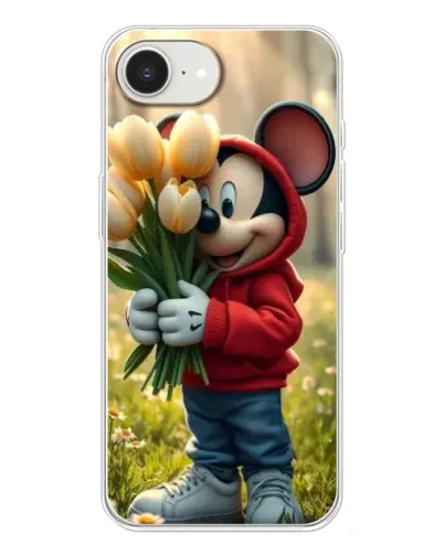 Чохол для iPhone 16e з картинкою «Міккі з тюльпанами»
