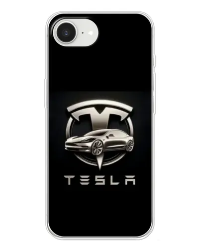 Чохол для iPhone 16e з картинкою «Tesla — срібне авто»