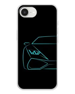 Чохол для iPhone 16e з картинкою «Блакитний силует Lamborghini»