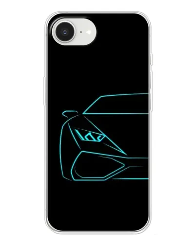 Чохол для iPhone 16e з картинкою «Блакитний силует Lamborghini»