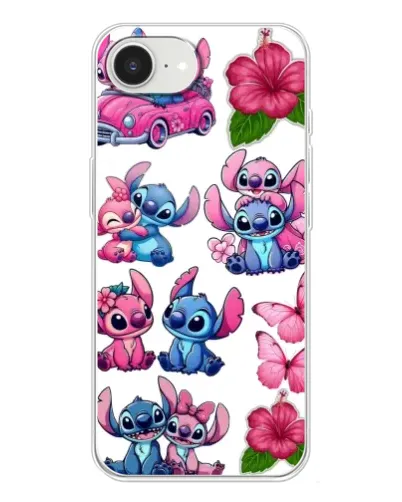Чехол для iPhone 16e с картинкой «Стикеры Stitch и Angel»