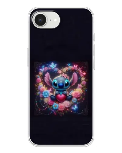 Чехол для iPhone 16e с картинкой «Stitch в цветах»