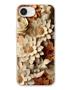 Чохол для iPhone 16e з картинкою «Бежевий флористичний декор»