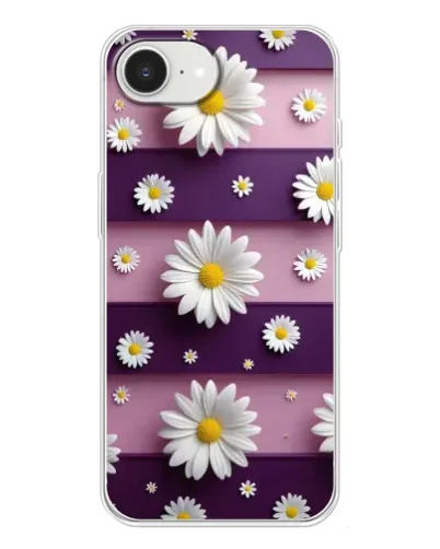 Чохол для iPhone 16e з картинкою «Ромашки на фіолетовому»