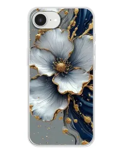 Чохол для iPhone 16e з картинкою «Біла квітка та золотий флюїд»