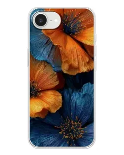Чохол для iPhone 16e з картинкою «Яскрава синьо-помаранчева флора»