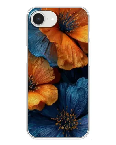 Чохол для iPhone 16e з картинкою «Яскрава синьо-помаранчева флора»
