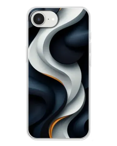 Чохол для iPhone 16e з картинкою «Об'ємні чорно-білі стрічки»