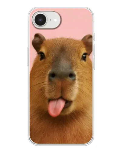 Чохол для iPhone 16e з картинкою «Капібара з язиком»