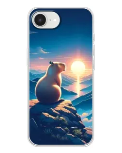 Чохол для iPhone 16e з картинкою «Захід сонця з капібарою»