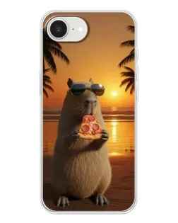 Чохол для iPhone 16e з картинкою «Капібара з піцою»