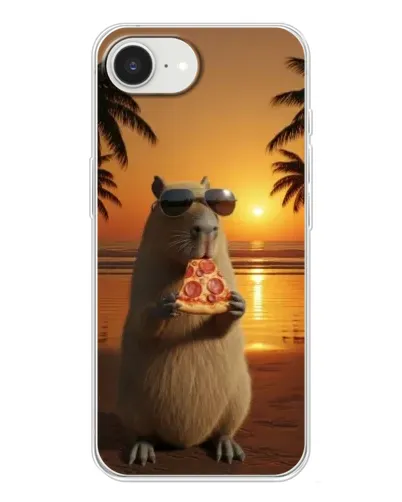 Чохол для iPhone 16e з картинкою «Капібара з піцою»
