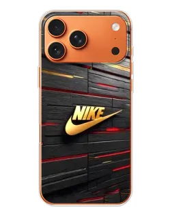 Чехол для iPhone 17 Pro Max с картинкой «Золотой Nike на металле»