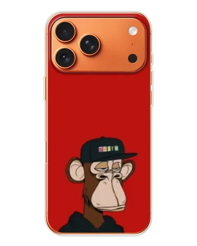 Чехол для iPhone 17 Pro Max с картинкой «Bored Ape — красный фон»