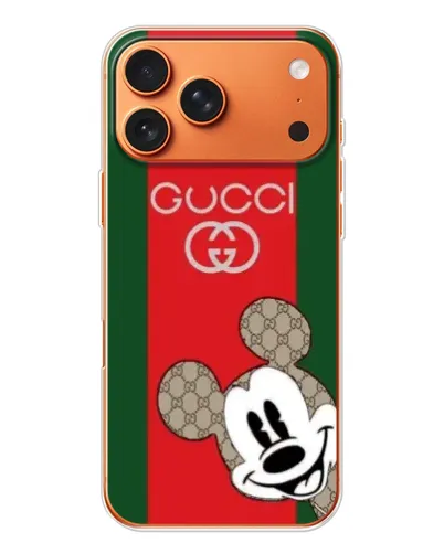 Чехол для iPhone 17 Pro Max с картинкой «Gucci — полосы и Микки»