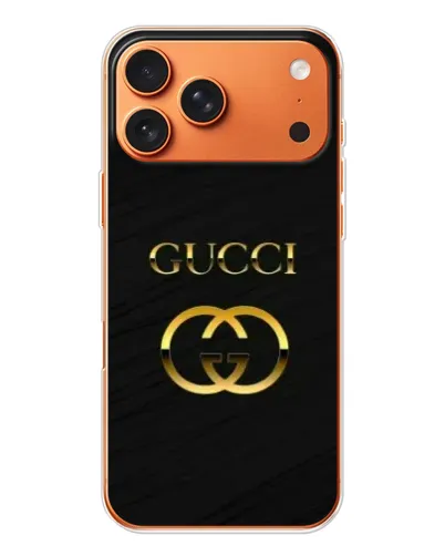Чехол для iPhone 17 Pro Max с картинкой «Золотой логотип Gucci»