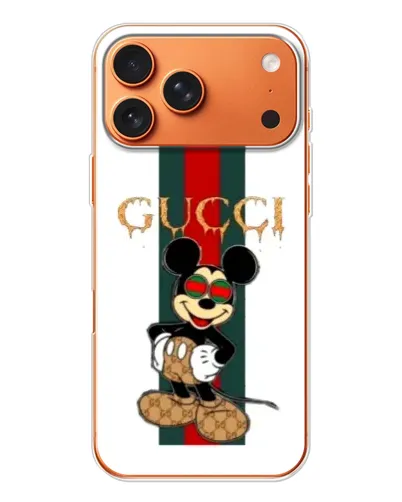 Чехол для iPhone 17 Pro Max с картинкой «Микки Маус Gucci — полосы»