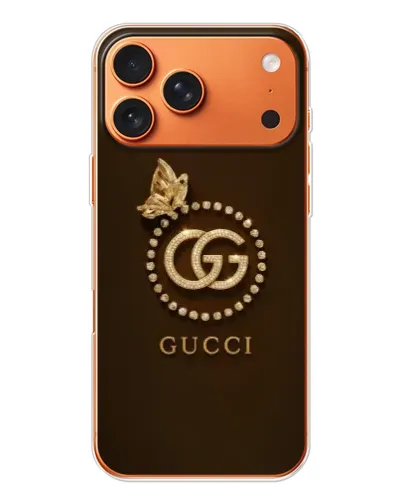Чехол для iPhone 17 Pro Max с картинкой «Gucci — золотая бабочка»