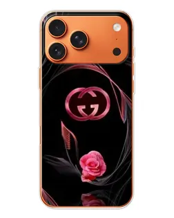 Чехол для iPhone 17 Pro Max с картинкой «Gucci — неоновая роза»