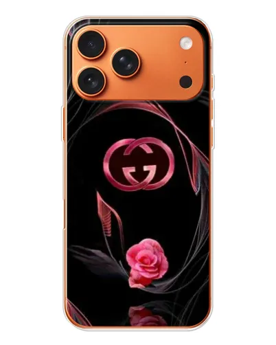 Чехол для iPhone 17 Pro Max с картинкой «Gucci — неоновая роза»