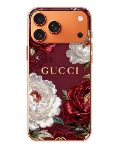 Чехол для iPhone 17 Pro Max с картинкой «Gucci — бордовые розы» Чехол для iPhone 17 Pro Max с картинкой «Gucci — бордовые розы»