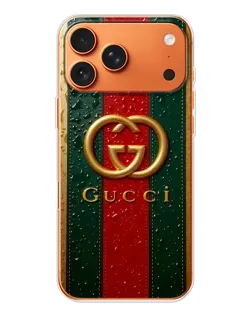 Чехол для iPhone 17 Pro Max с картинкой «Gucci — фирменная полоса и золото» Чехол для iPhone 17 Pro Max с картинкой «Gucci — фирменная полоса и золото»