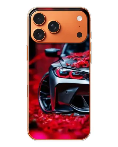 Чохол для iPhone 17 Pro Max з картинкою «Спортивна BMW та квіти»