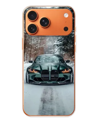 Чохол для iPhone 17 Pro Max з картинкою «BMW у зимовому лісі»