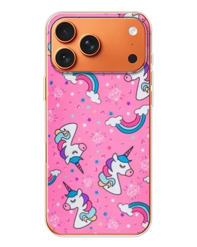 Чехол для iPhone 17 Pro Max с картинкой «Unicorn паттерн розовый»