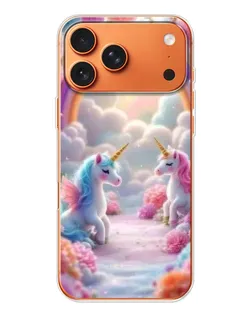 Чехол для iPhone 17 Pro Max с картинкой «Радуга и единороги»