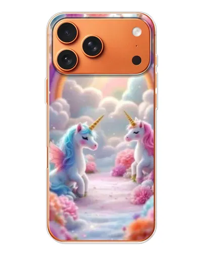 Чехол для iPhone 17 Pro Max с картинкой «Радуга и единороги»