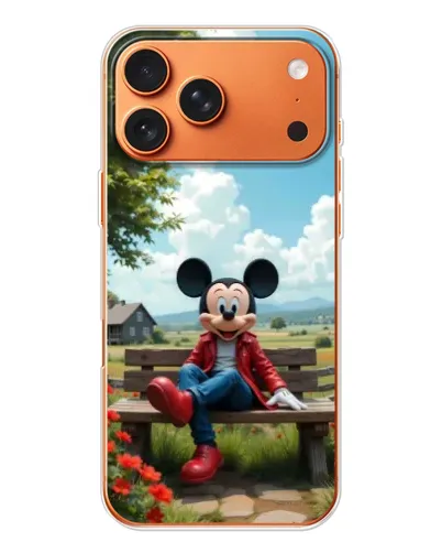 Чехол для iPhone 17 Pro Max с картинкой «Микки на скамейке»