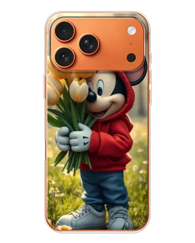 Чехол для iPhone 17 Pro Max с картинкой «Микки с тюльпанами»
