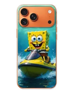 Чехол для iPhone 17 Pro Max с картинкой «Спанч Боб на гидроцикле»