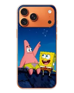 Чехол для iPhone 17 Pro Max с картинкой «Губка Боб и Патрик ночью»