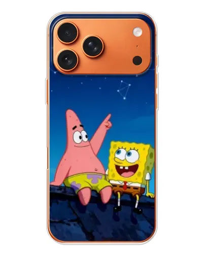 Чехол для iPhone 17 Pro Max с картинкой «Губка Боб и Патрик ночью»