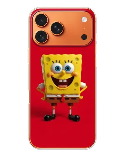Чехол для iPhone 17 Pro Max с картинкой «Спанч Боб на красном»